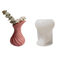 Moule en silicone pour gâteau, spirale torsadée, rainures, résine, béton, plâtre, pot de fleurs incurvé évasé, flexible, réutilisable, DIY, non toxique