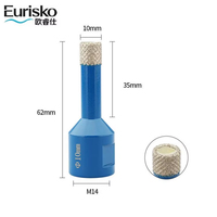 Foret diamanté brasé sous vide à filetage M14, outil de découpe à sec et humide pour marbre, granit, carrelage céramique, porcelaine et pierre