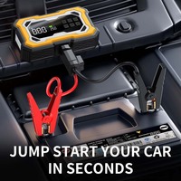 Démarreur de voiture portable 10000 mAh avec compresseur d'air 150 PSI, gonfleur de pneus sans fil, booster de batterie d'urgence, batterie externe