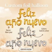 BLN Factory Spanische Frohes Neues Jahr Ballons Verbundene Buchstaben Aluminiumfolie Globos Gold Silber Dekorationen Neujahrs-Accessoires