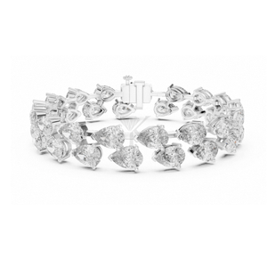 Pulsera de Oro Macizo con Diamantes en Forma de Pera Escalonados y Dos Filas de Diamantes en Forma de Lágrima Creados en Laboratorio, Lujosa y Elegante - Product Image 3