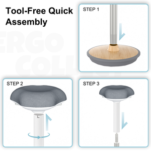 Tabouret ergonomique à bascule pour le bureau, chaise de bureau, tabouret assis-debout, hauteur réglable, base pivotante antidérapante à 360 degrés pour la maison, livraison gratuite - Product Image 6