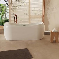 Baignoire de massage à remous en acrylique de forme ovale Baignoire de massage à trempage autoportante intérieure avec jets d'eau Jets d'air