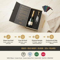 Boîte-cadeau en carton rigide noir mat de luxe sur mesure pour whisky d'alcool pour bouteilles de vin rouge de Champagne impression de gaufrage en verre