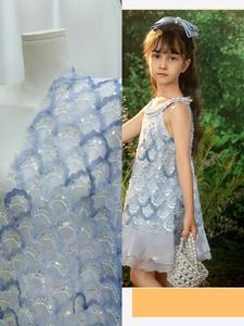 Tela de Lentejuelas con <span class=keywords><strong>Bordado</strong></span> de Alta Calidad para Vestido de Novia, Lentejuelas en Forma de Escamas de Pescado con Cuentas para Vestido de Novia, Vestido Infantil - Product Image 2