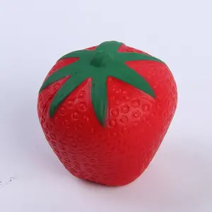 Bouncy PU espuma bolas de estresse de morango bolas de estresse em forma de frutas personalizadas de alta qualidade atacado alívio de estresse bola