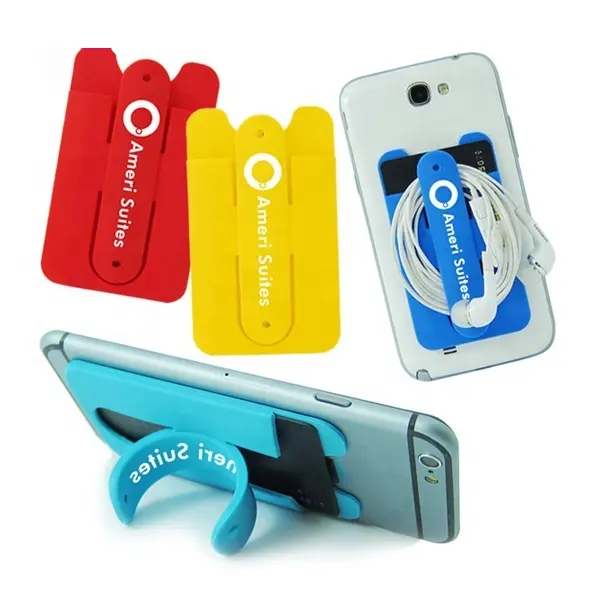 Most Popular Sticky Mobile Card Holder Silicone Phone Wallet with Slap Stand