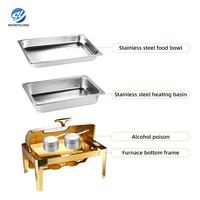 Chauffe-plats rectangulaire de luxe en acier inoxydable 9L à couvercle roulant pour buffet alimentaire, plat de service argenté pour restaurant