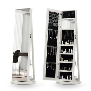 <span class=keywords><strong>Miroir</strong></span> sur pied blanc à LED rotatif à 360 degrés pour maquillage, beauté, coiffure et bijoux, grande capacité - Product Image 1