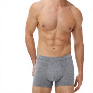<b>Men's</b> Brown Knitted 100% Cotton Breathable Boxer Briefs Plain Dyed Comfortable Underwear <b>Shorts</b> - Product Image 3