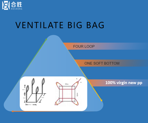 Palette souple respirante en PP Hesheng 1000 kg 2 tonnes, sac à ciment avec facteur de sécurité 5:1, boucle d'angle croisée - Product Image 3