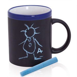 Tazza in Ceramica Effetto Lavagna Scrivibile, Tazza da <span class=keywords><strong>Caffè</strong></span> Nera Opaca <span class=keywords><strong>con</strong></span> Bordo Blu, Tazza da Tè in Gres per Pittura Fai-da-te - Product Image 1