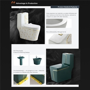 Articles sanitaires d'hôtel moyen-orient couleur noir et or <span class=keywords><strong>wc</strong></span> toilette salle de bains cuvette de toilette luxe une pièce couleur céramique toilette noire - Product Image 3