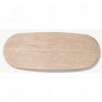 Table de salle à manger de luxe, mobilier de salle à manger de conception italienne, grande table rectangulaire en pierre, plateau en travertin beige, table de salle à manger avec pieds solides