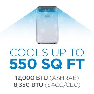 เครื่องปรับอากาศแบบพกพาแบล็ค+เด็คเกอร์ 12000 บีทียู 8350 แซค 550 ตารางฟุต รีโมทคอนโทรลสีขาว - Product Image 6