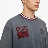 Fournisseur OEM professionnel de t-shirts streetwear : T-shirt vintage pour homme, design avec patch Hoop Life, logo personnalisé
