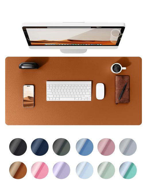 Premium Brown Leather Mouse Mat Non-Slip Multifunctional Waterproof Office Mousepad for Office & Home Use