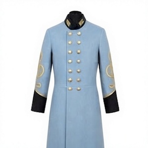 Manteau de style double boutonnage bleu clair, reproduction vintage d'un uniforme militaire, pour l'extérieur - Product Image 1