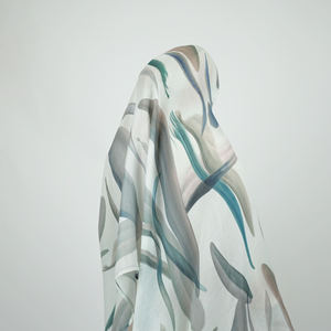 Hijab en Viscose de Coton Modal à Bord Large, Double Aiguille, de Luxe, Imprimé Aquarelle, Châles, 90x200 - Product Image 4