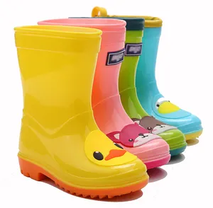 Kids Meisjes Eend Afdrukken Aangepaste Waterdichte Patent Pvc Regenlaarzen Rubberlaarzen Regen Laarzen Voor Kinderen