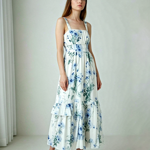 Vestido Largo Floral sin Mangas con Tirantes Finos para Mujer, Vestido Casual de Verano, Elegante Vestido Fluido para la Playa o Fiestas - Product Image 3
