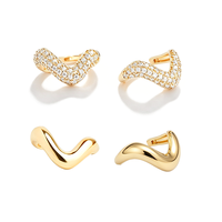 Boucles d'oreilles clipsables Gemnel S 925, courbes abstraites, diamants CZ blancs, bijoux minimalistes pour l'oreille, accessoire de superposition pour usage quotidien