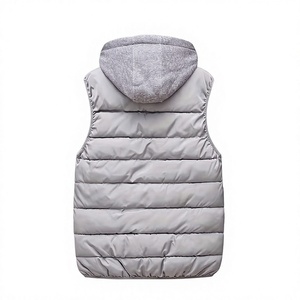 Gilet matelassé à capuche pour homme, chaud pour l'hiver, fermeture éclair, vêtement d'extérieur décontracté, léger, couleur unie, coupe-vent, gris - Product Image 2