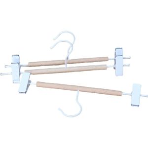 Natural Wooden Pants <b>Hangers</b> With White Clips Skirt <b>Hangers</b> for Woman Clothes Shop <b>Hanger</b> With Non Slip Bar - Product Image 2