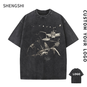 SSC Camiseta unisex Lavado ácido Relajado O-cuello 320g Algodón Secado rápido Tendencias diarias con logotipo personalizado Camiseta a granel Correr para adultos - Product Image 1