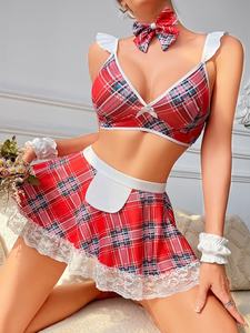 Hot Sexy JK Uniforme Grille <span class=keywords><strong>Tentation</strong></span> Étudiant Uniforme Cross-Border E-Commerce Sexy Sous-Vêtements Dentelle Cinq Costume Vêtements de Jeu de Rôle - Product Image 6