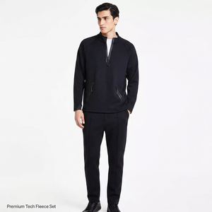 ODM&OEM Services High Quality Men's Quarter Zip <b>Mock</b> <b>Neck</b> Stand Collar Zip Pocket Plain Custom Sweatshirts - Product Image 1