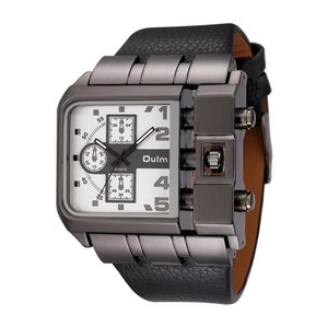 <span class=keywords><strong>Montre</strong></span> à quartz <span class=keywords><strong>Oulm</strong></span> 3364 avec logo personnalisé, grand cadran carré, bracelet en cuir de qualité supérieure, vente en gros OEM ODM pour hommes - Product Image 2