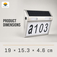 Lumière solaire pour numéro de porte extérieure, en acier inoxydable, personnalisable OEM, 3 modes de couleur, capteur de lumière, marche/arrêt automatique, étanche, pour portail, balcon