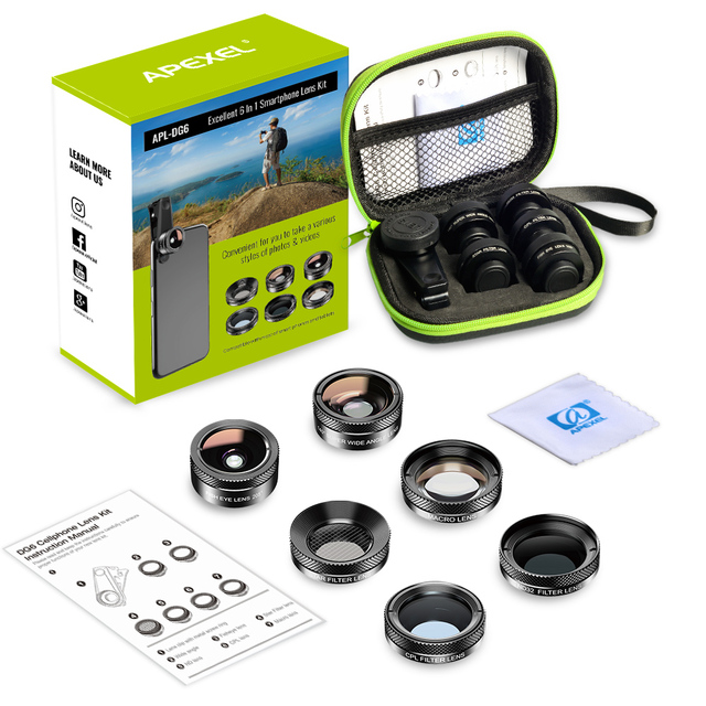 Gadgets Mobile Phone Accessories 2021 Cell Phone Lens Kit 6 in 1 Telephoto Fisheye Star Filter Lens