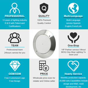 ضوء لاسلكي مقاوم للماء IP68 بجهد 12 فولت لحمامات السباحة، مصنوع من الفولاذ المقاوم للصدأ 316L ومحشو بالراتنج، إضاءة LED تحت الماء لحمامات السباحة - Product Image 5