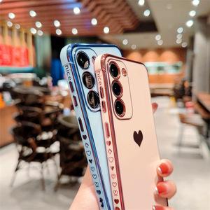 Coque de téléphone portable Honatop Soft TPU plaqué or Love Heart pour Samsung Galaxy S23plus S23Ultra S24 Ultra S23fe S22 S21 <span class=keywords><strong>S20fe</strong></span> - Product Image 4