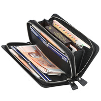 Dompet Clutch Panjang untuk Pria, Dompet Ponsel Kapasitas Besar Ritsleting Ganda Gaya Baru Grosir dengan Tali Tangan dan Tas Ponsel untuk Pria