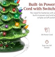 Großhandel 15 Zoll Vorbeleuchteter Keramik-Tannenbaum 64 Mehrfarbige Lichter Sternspitze Handbemalter Ständer Tischdekoration für die Feiertage