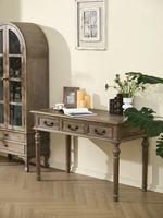 Bureau d'ordinateur en bois massif de chêne français de style rétro américain, mobilier d'étude personnalisable avec des caractéristiques durables