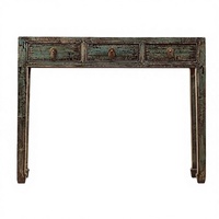 Table d'angle en bois rustique vieilli avec tiroirs peints à l'ancienne chinoise
