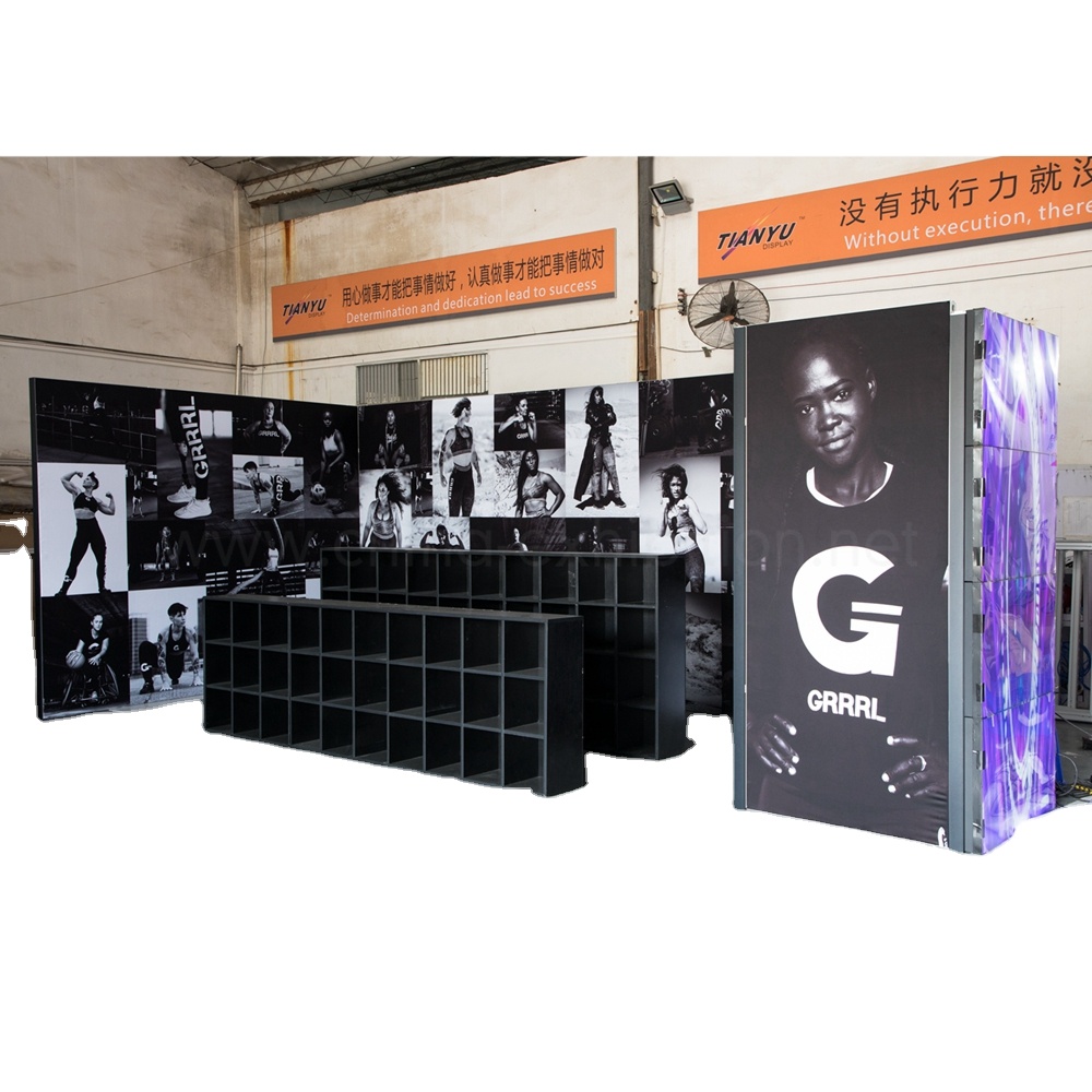 Hot sale Show Clothes Product Customized Service For Textile Booth Fashion Exhibition Stand Design