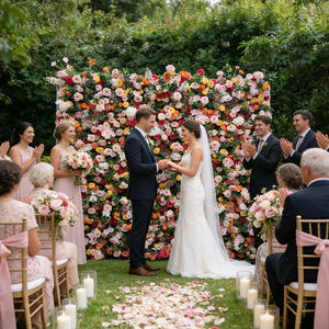 Muro de Flores Artificiales de Seda Multicolor Personalizado para Decoración de Bodas, San Valentín y Fiestas de Regreso a Clases, Fondo Floral - Product Image 1