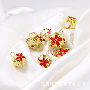 Accessoires de boucles d'oreilles en alliage, clochettes florales creuses colorées, petite taille, procédé de goutte d'huile, origine Yiwu, Printemps 2023 - Product Image 4