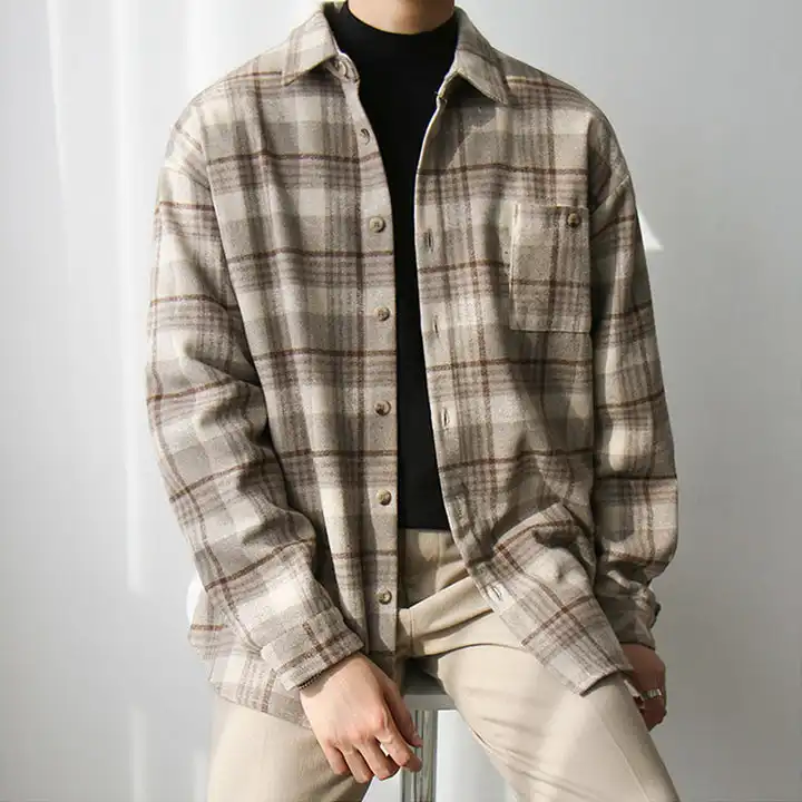 Luoyunmei — chemise en flanelle pour hommes, à manches longues, personnalisée, 100% coton, laine mérinos, vente en gros