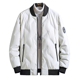 <b>Men's</b> Outdoor Winter <b>Long</b> Woven Dyed Quilted Puffer <b>Jacket</b> Casual Stand Collar Eco-Friendly Zipper Closure - Product Image 1