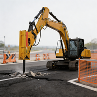Casse-roche hydraulique latéral durable TUOSHI pour excavatrices de 1 à 50 tonnes, pression de travail de 160 à 180 bars, pour le creusement de fossés routiers
