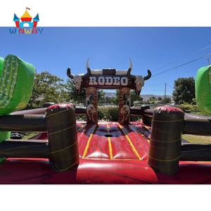 Riding Rodeo Cowgirl Cactus Château mécanique <span class=keywords><strong>de</strong></span> saut <span class=keywords><strong>de</strong></span> taureau avec crânes et <span class=keywords><strong>bottes</strong></span> <span class=keywords><strong>de</strong></span> cow-boy, PVC durable pour les fêtes d'enfants - Product Image 4