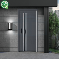 Pintu Masuk Eksterior Baja Desain Modern Anti Maling yang Dapat Disesuaikan Sepenuhnya dengan Kaca untuk Bagian Depan Rumah