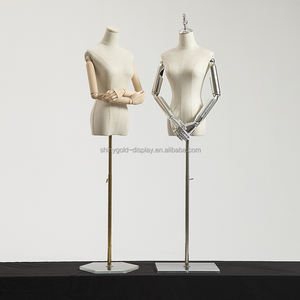 Tienda de ropa Moda <span class=keywords><strong>Dama</strong></span> Vestido de exhibición Forma Torso Modelo Mujeres Parte superior del cuerpo Lino Medio cuerpo Maniquíes femeninos con base acrílica - Product Image 6