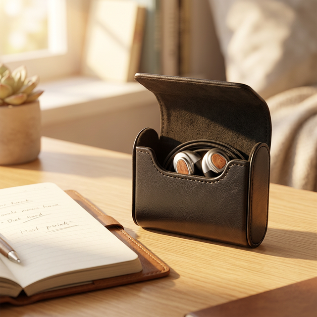 Factory Custom Leather Wired Wireless Earphone Case Bag Protection Cover Personalised Luxury Key Storage Pouch Box for Earphone